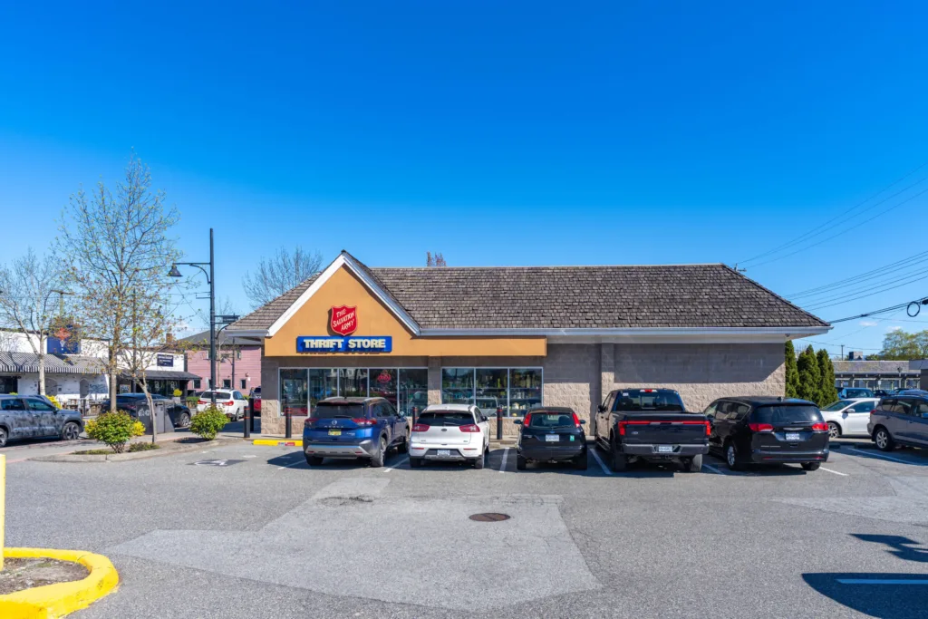 5630 176th Street retail plaza exterior with parking lot in Cloverdale, Surrey
