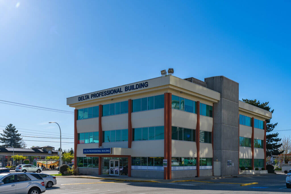 Delta Professional Building front facade and main entrance on 120th Street