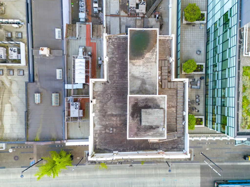 Medical Arts building rooftop from above at 821-829 Granville Street, downtown Vancouver