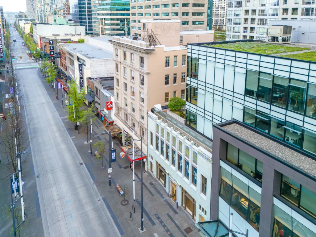 Medical Arts building and Granville Street corridor looking south, downtown Vancouver