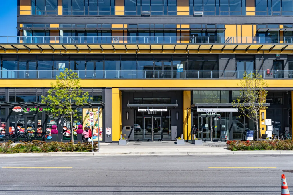 One Park Richmond ground-floor retail and office entrances on Park Road