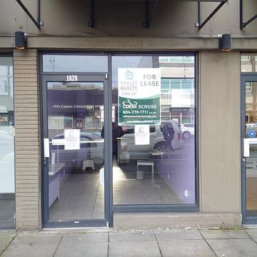 1826-1828 West Broadway entrance with For Lease signage at 1828
