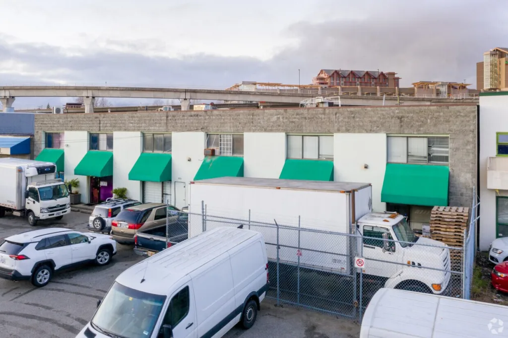 8851 Beckwith Road Richmond — industrial strata building parking lot and rear elevation