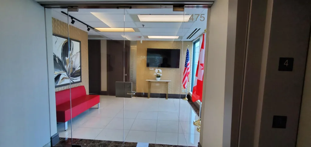 City Square Unit 475 glass entrance and reception area