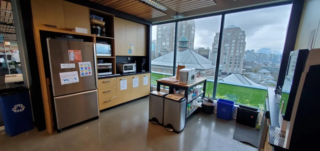 City Square Unit 550 kitchen and break area with city views