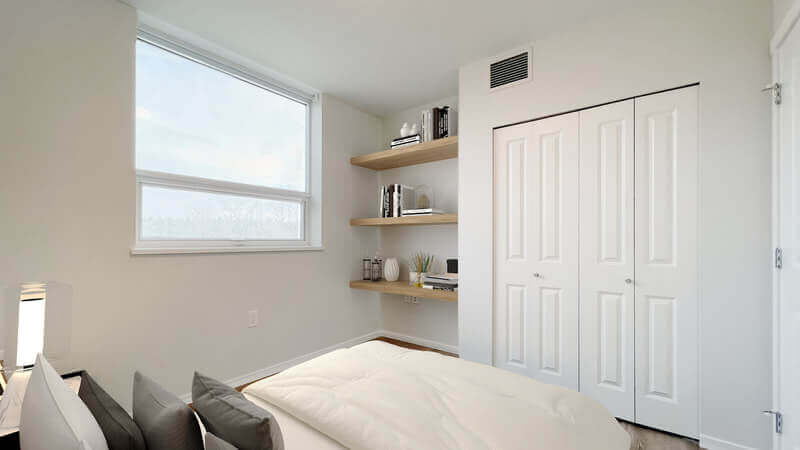 Lelem Village Shortcut Rd bedroom with shelves