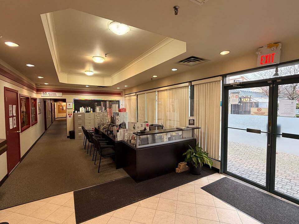 Reception area and lobby interior of Unit 150 at 8400 Alexandra Road Richmond
