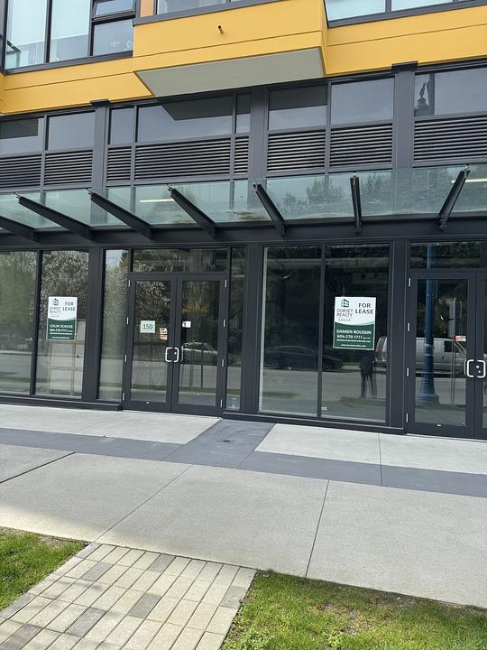 One Park Richmond Unit 150 street-level retail entrance with canopy awning