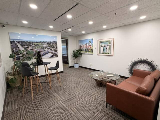 Lounge and seating area in office Unit 433 at 5811 Cooney Road, Richmond